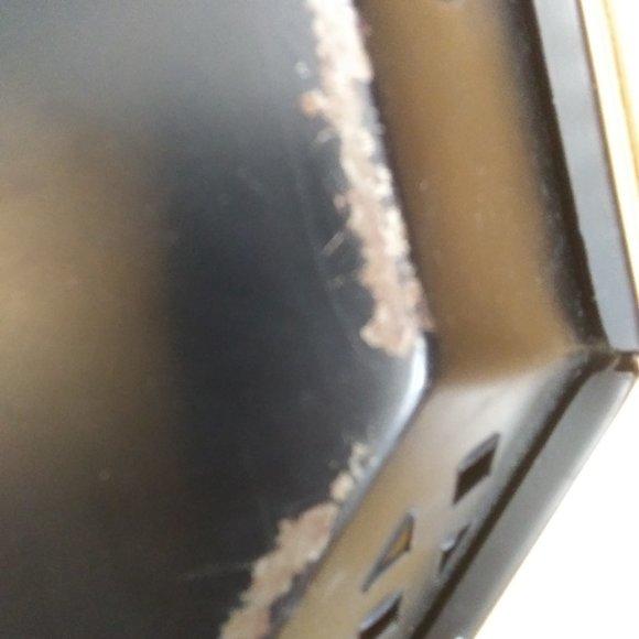 Hand-Painted Black Toleware Tray Florals pierced decorative Rim Signed Van - Picture 13 of 15